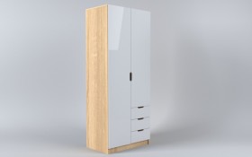 Шкаф 2-х створчатый с ящиками Лофт (Белый/корпус Дуб Сонома) в Норильске - norilsk.katalogmebeli.com | фото