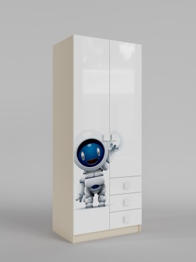 Шкаф 2-х створчатый с ящиками Санни (Белый/корпус Клен) в Норильске - norilsk.katalogmebeli.com | фото