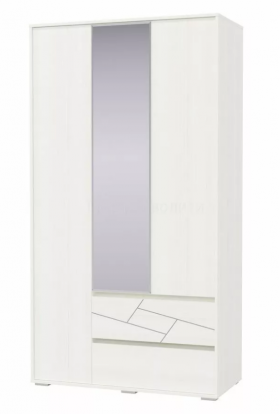 Шкаф 3-х дверный с ящиками Аделина 1200 Рамух белый в Норильске - norilsk.katalogmebeli.com | фото