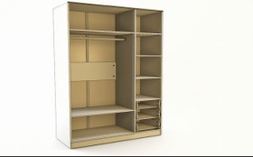 Шкаф 3-х створчатый с ящиками Бэрри (Бежевый/Красный/корпус Клен) в Норильске - norilsk.katalogmebeli.com | фото 2