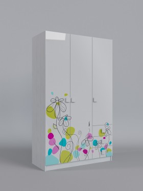 Шкаф 3-х створчатый с ящиками Флёр (Белый/корпус Выбеленное дерево) в Норильске - norilsk.katalogmebeli.com | фото