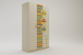 Шкаф 3-х створчатый с ящиками Клаксон (Бежевый/корпус Клен) в Норильске - norilsk.katalogmebeli.com | фото