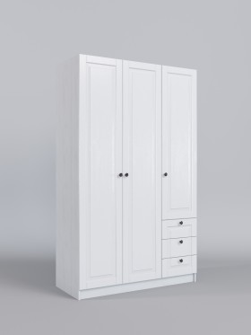 Шкаф 3-х створчатый с ящиками Классика (Белый/корпус Выбеленное дерево) в Норильске - norilsk.katalogmebeli.com | фото