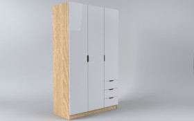 Шкаф 3-х створчатый с ящиками Лофт (Белый/корпус Дуб Сонома) в Норильске - norilsk.katalogmebeli.com | фото