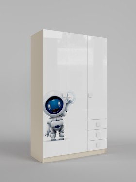 Шкаф 3-х створчатый с ящиками Санни (Белый/корпус Клен) в Норильске - norilsk.katalogmebeli.com | фото