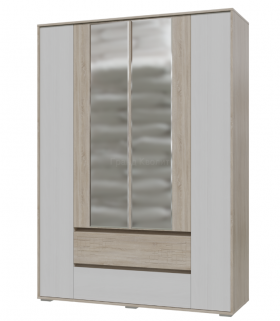 Шкаф 4-х дверный с ящиками Мальта 1600 Дуб сонома/Рамух белый в Норильске - norilsk.katalogmebeli.com | фото
