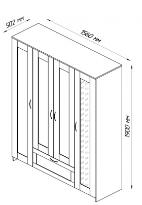 Шкаф четырехдверный Сириус с 1 зеркалом и 1 ящиком белый в Норильске - norilsk.katalogmebeli.com | фото 3