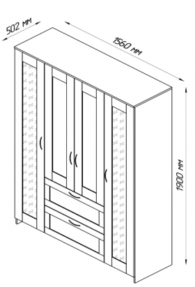 Шкаф четырехдверный Сириус с 1 зеркалом и 2 ящиками белый в Норильске - norilsk.katalogmebeli.com | фото 2