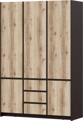 Модульная система "Прага" Шкаф для одежды трехстворчатый Дуб Венге/Дуб Делано в Норильске - norilsk.katalogmebeli.com | фото