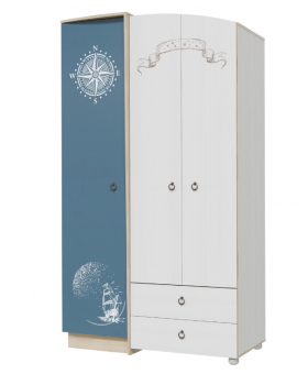 Шкаф для одежды Бриз 1200 Дуб ривьера/ Рамух белый/синий в Норильске - norilsk.katalogmebeli.com | фото