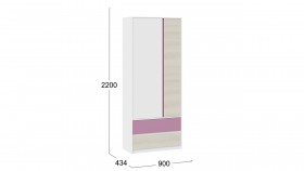 Шкаф для одежды комбинированный «Сканди» Дуб Гарден/Белый/Лиловый в Норильске - norilsk.katalogmebeli.com | фото 5