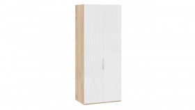 Шкаф для одежды с 2 глухими дверями «Эмбер» Яблоня Беллуно/Белый глянец в Норильске - norilsk.katalogmebeli.com | фото