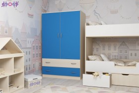 Шкаф двухстворчатый Дуб молочный/Голубой в Норильске - norilsk.katalogmebeli.com | фото