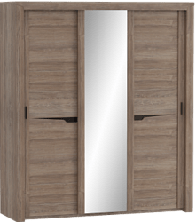 Шкаф трехдверный Соренто с раздвижными дверями Дуб стирлинг/Кофе структурный матовый в Норильске - norilsk.katalogmebeli.com | фото