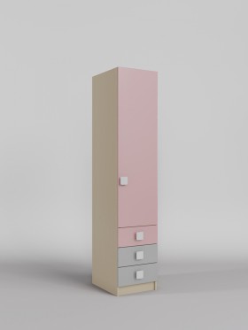 Шкаф угловой (секция с ящиками) Грэйси (Розовый/Серый/корпус Клен) в Норильске - norilsk.katalogmebeli.com | фото 1