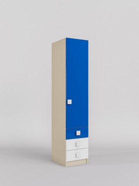 Шкаф угловой (секция с ящиками) Скай люкс (Синий/Белый/корпус Клен) в Норильске - norilsk.katalogmebeli.com | фото