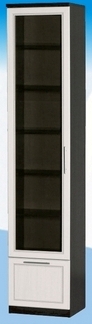 Шкаф высокий с ящиком и стеклодверью ДЛЯ ГОСТИНОЙ ШВЯС-450 Венге/Дуб выбеленный в Норильске - norilsk.katalogmebeli.com | фото