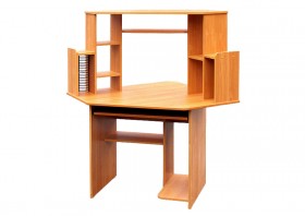 Угловой компьютерный стол (Вишня Оксфорд) в Норильске - norilsk.katalogmebeli.com | фото