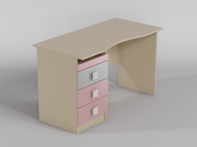 Стол (столешница с выемкой) Грэйси (Розовый/Серый/корпус Клен) в Норильске - norilsk.katalogmebeli.com | фото